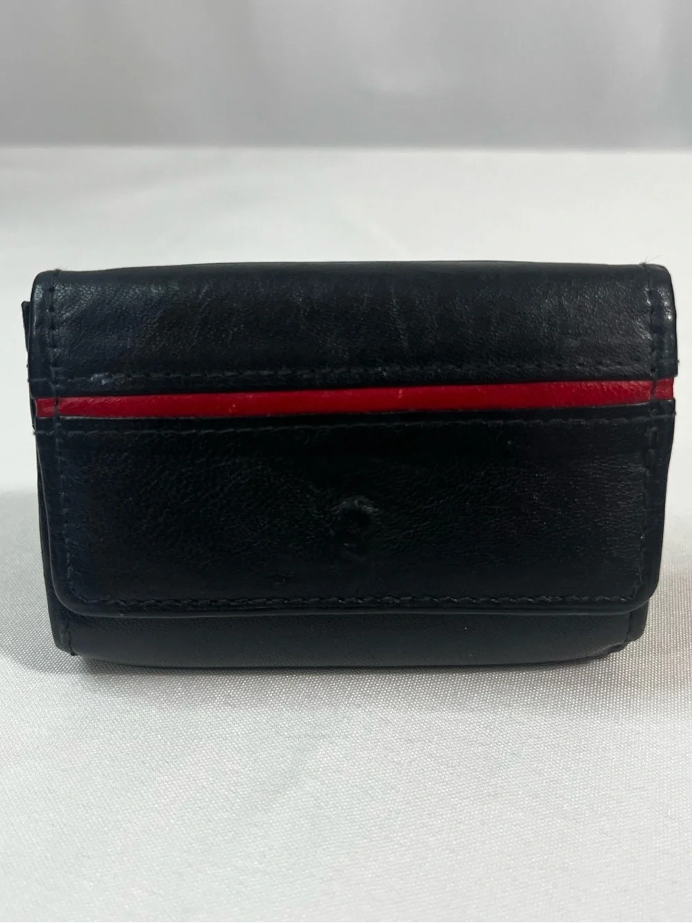 Minimalist Leather Wallet, Black/Red Super Soft!